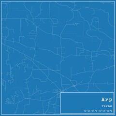 Fototapeta premium Blueprint US city map of Arp, Texas.