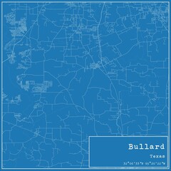 Blueprint US city map of Bullard, Texas.