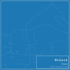 Blueprint US city map of McLeod, Texas.
