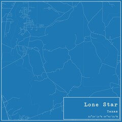 Obraz premium Blueprint US city map of Lone Star, Texas.