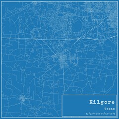 Blueprint US city map of Kilgore, Texas. - obrazy, fototapety, plakaty