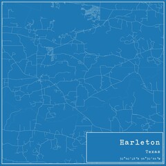 Blueprint US city map of Harleton, Texas.