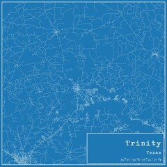 Blueprint US city map of Trinity, Texas.