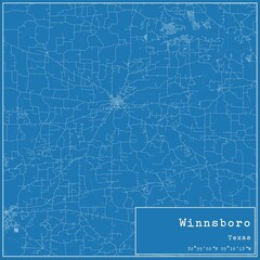 Fototapeta premium Blueprint US city map of Winnsboro, Texas.