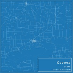 Blueprint US city map of Cooper, Texas.