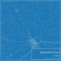 Blueprint US city map of Greenville, Texas.
