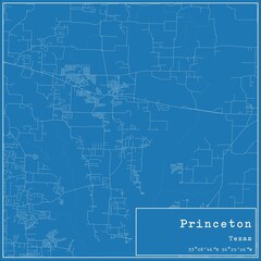 Blueprint US city map of Princeton, Texas.