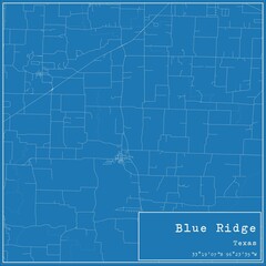 Fototapeta premium Blueprint US city map of Blue Ridge, Texas.