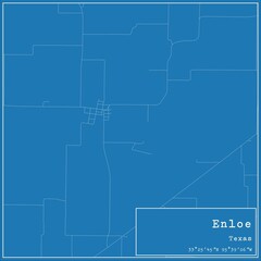 Blueprint US city map of Enloe, Texas.