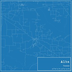 Blueprint US city map of Alba, Texas.