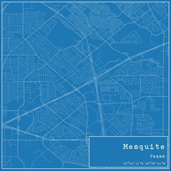 Blueprint US city map of Mesquite, Texas.