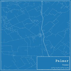 Blueprint US city map of Palmer, Texas.