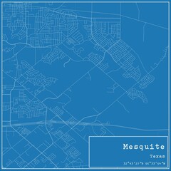 Blueprint US city map of Mesquite, Texas.