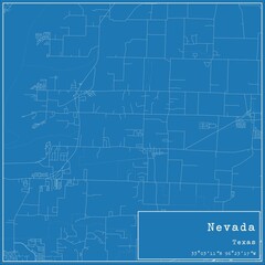 Blueprint US city map of Nevada, Texas.
