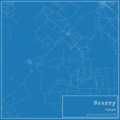 Blueprint US city map of Scurry, Texas.