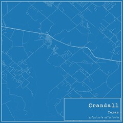 Blueprint US city map of Crandall, Texas.