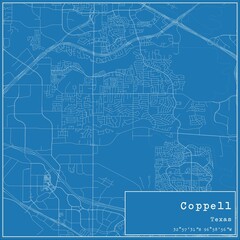 Fototapeta premium Blueprint US city map of Coppell, Texas.