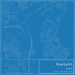 Blueprint US city map of Rowlett, Texas.