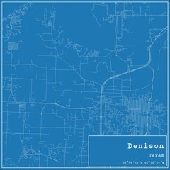 Blueprint US city map of Denison, Texas.