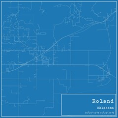 Blueprint US city map of Roland, Oklahoma.