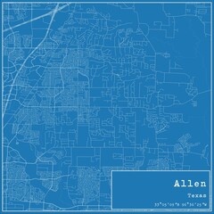 Blueprint US city map of Allen, Texas.