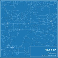 Fototapeta premium Blueprint US city map of Wister, Oklahoma.