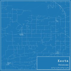 Blueprint US city map of Keota, Oklahoma.