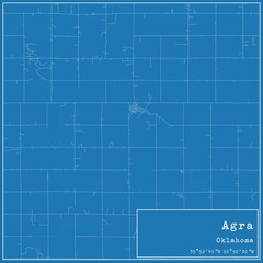 Blueprint US city map of Agra, Oklahoma.
