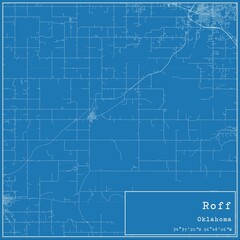 Blueprint US city map of Roff, Oklahoma.