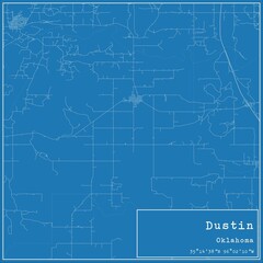 Blueprint US city map of Dustin, Oklahoma.