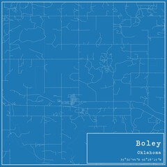 Fototapeta premium Blueprint US city map of Boley, Oklahoma.