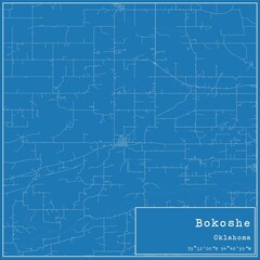 Blueprint US city map of Bokoshe, Oklahoma.