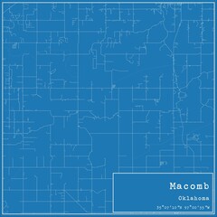 Blueprint US city map of Macomb, Oklahoma.