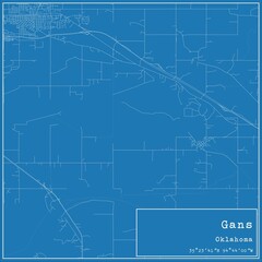 Blueprint US city map of Gans, Oklahoma.
