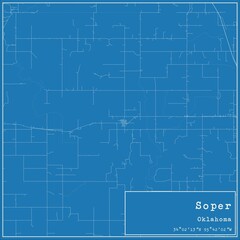 Blueprint US city map of Soper, Oklahoma.