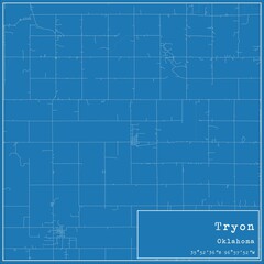 Fototapeta premium Blueprint US city map of Tryon, Oklahoma.