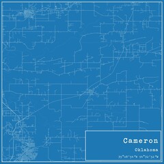 Blueprint US city map of Cameron, Oklahoma.