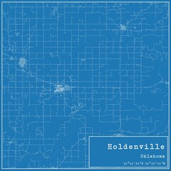 Blueprint US city map of Holdenville, Oklahoma.