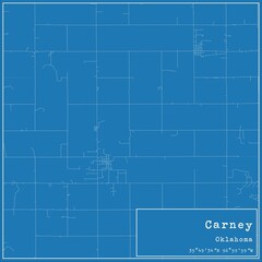 Blueprint US city map of Carney, Oklahoma.