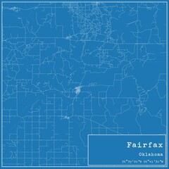 Blueprint US city map of Fairfax, Oklahoma.