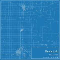 Blueprint US city map of Newkirk, Oklahoma.