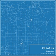 Blueprint US city map of Ralston, Oklahoma.