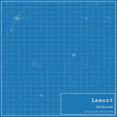 Blueprint US city map of Lamont, Oklahoma.