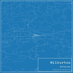 Obraz premium Blueprint US city map of Wilburton, Oklahoma.