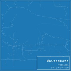 Fototapeta premium Blueprint US city map of Whitesboro, Oklahoma.