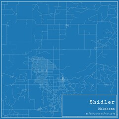 Blueprint US city map of Shidler, Oklahoma.