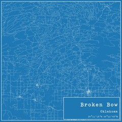 Blueprint US city map of Broken Bow, Oklahoma.