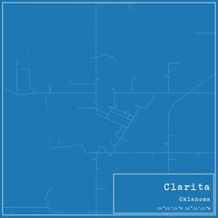 Fototapeta premium Blueprint US city map of Clarita, Oklahoma.