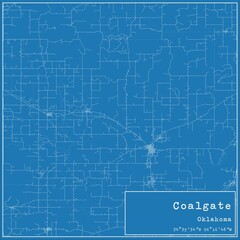 Blueprint US city map of Coalgate, Oklahoma.