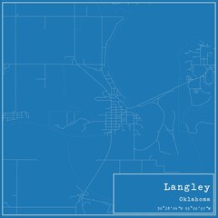 Blueprint US city map of Langley, Oklahoma.